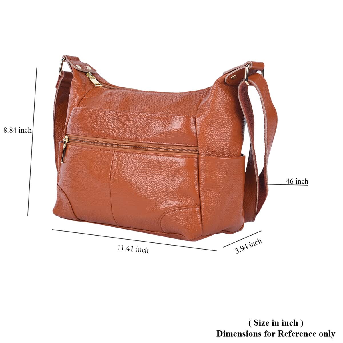 Black Color Multi Pocket Genunie Leather Crossbody Bag (11.41"x3.94"x8.24") with Shoulder Strap image number 4