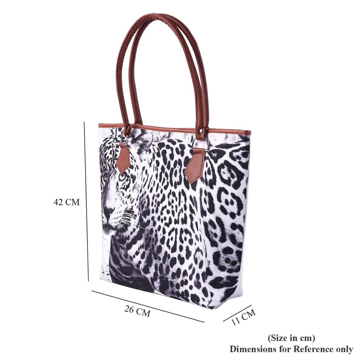 PASSAGE White and Black Realistic Leopard Pattern Polyester Tote Bag (16.54"x4.33"x14") with Handle Drop image number 4