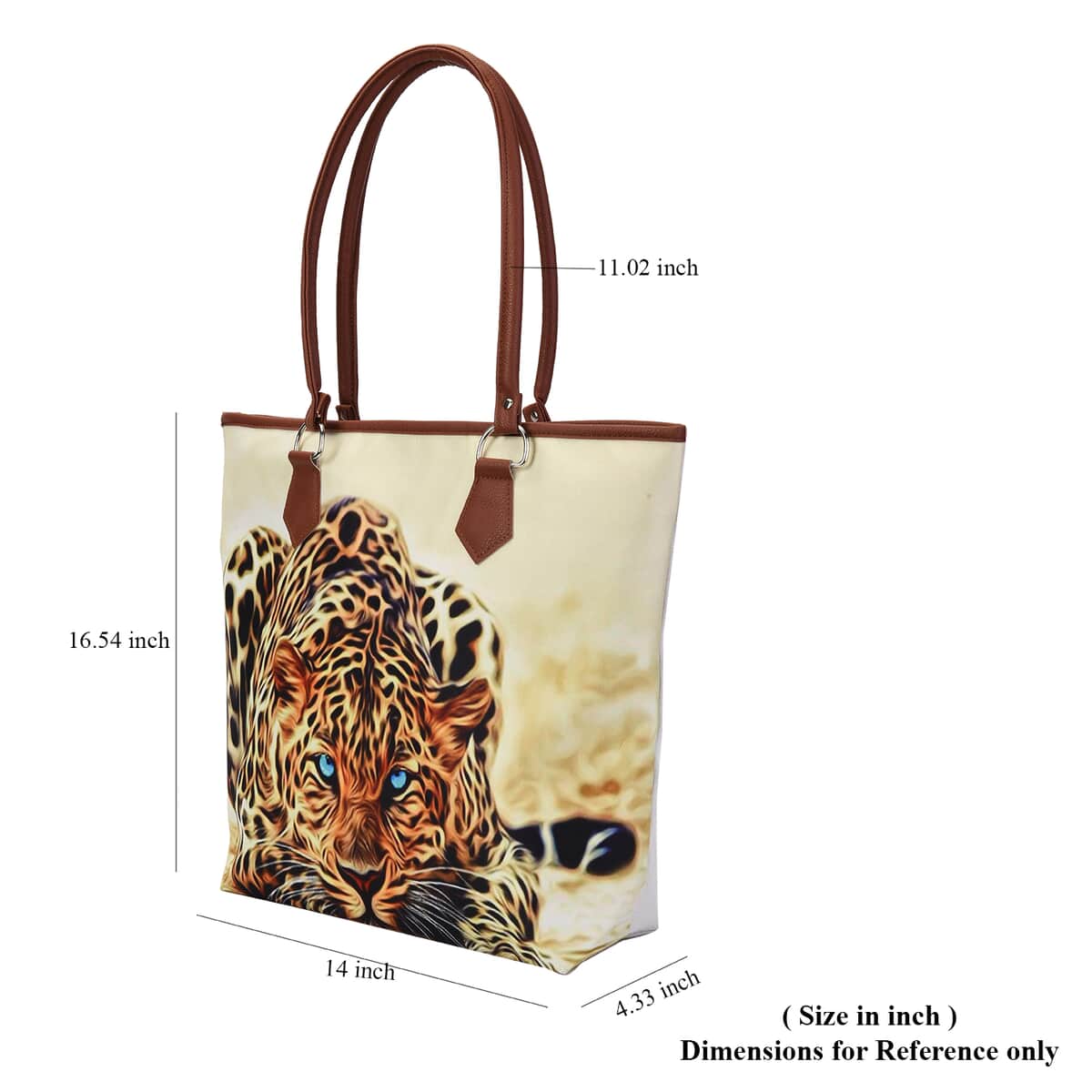 Passage Yellow and White Realistic Leopard Print Pattern Tote Bag with Handle Drop image number 5