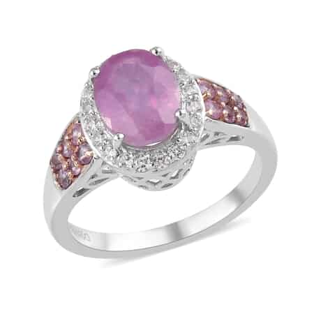 Ilakaka Hot Pink Sapphire and Multi Gemstone Ring in Platinum Over Sterling Silver (Size 6.0) 3.40 ctw image number 0