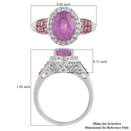 Ilakaka Hot Pink Sapphire and Multi Gemstone Ring in Platinum Over Sterling Silver (Size 6.0) 3.40 ctw image number 5