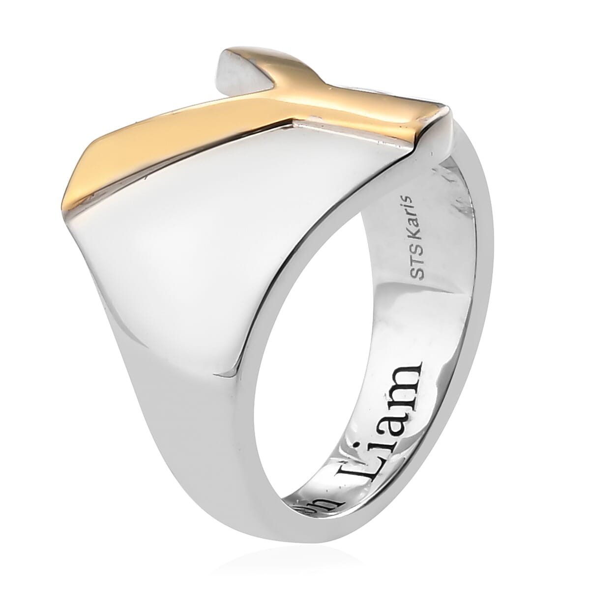 Personalized Initial Y Ring in 18K YG Plated and Platinum Bond (Size 7.0) image number 3