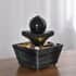 Black Mini Spherical Top Water Fountain with LED Light, Battery Operated 3 Tier Table Top Indoor Outdoor Showpiece Fountain for Living Room Table Decor Bedroom Office - Water Circulation (2xAA Battery Not Included) image number 1