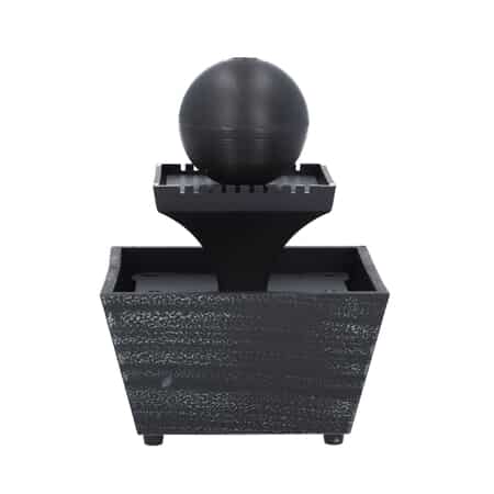 Black Mini Spherical Top Water Fountain with LED Light, Battery Operated 3 Tier Table Top Indoor Outdoor Showpiece Fountain for Living Room Table Decor Bedroom Office - Water Circulation (2xAA Battery Not Included) image number 4