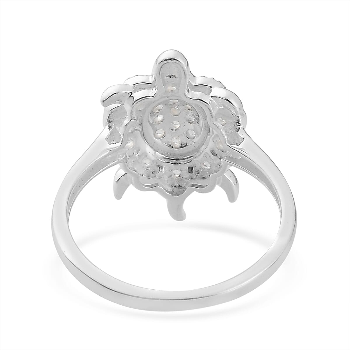 Simulated Diamond Turtle Ring in Sterling Silver (Size 8.0) image number 4