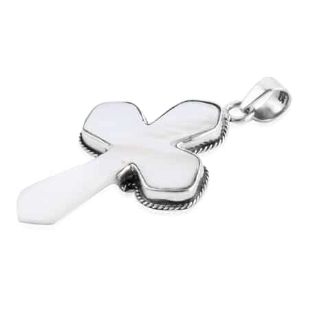 Mother of Pearl Cross Pendant in Sterling Silver image number 2