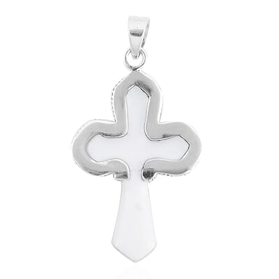 Mother of Pearl Cross Pendant in Sterling Silver