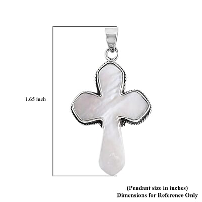 Mother of Pearl Cross Pendant in Sterling Silver