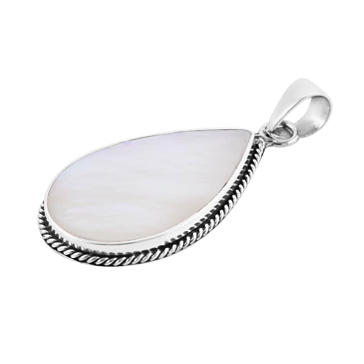 Mother Of Pearl Solitaire Pendant in Sterling Silver|Solitaire Silver Pendant For Women|Beach Fashion Jewelry image number 2