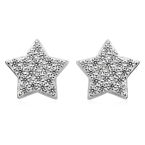 Simulated Diamond Star Stud Earrings in Sterling Silver