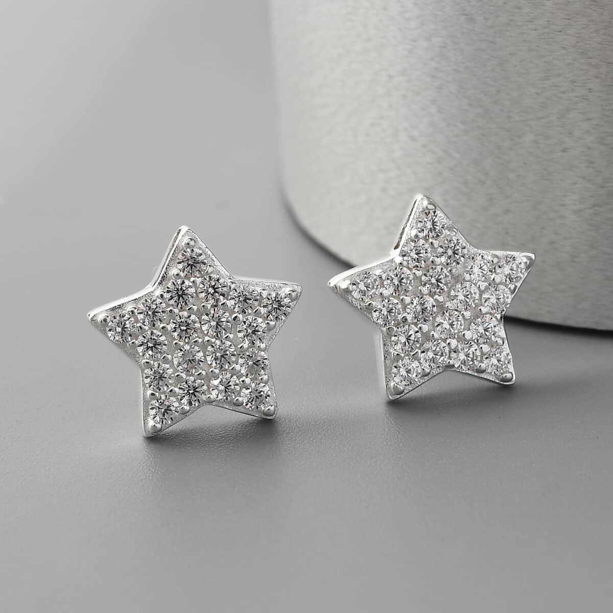 Simulated Diamond Star Stud Earrings in Sterling Silver image number 1