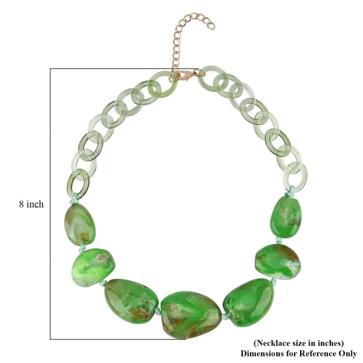 Green Color Resin Necklace 20.5-22 Inches in Goldtone image number 4