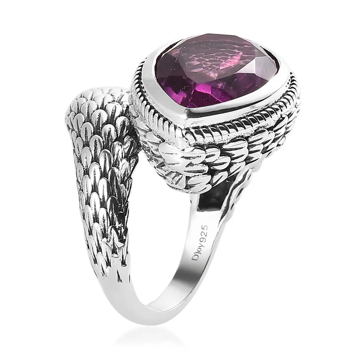 Artisan Crafted Radiant Orchid Quartz (Triplet) Bypass Ring in Sterling Silver 8.50 ctw image number 5