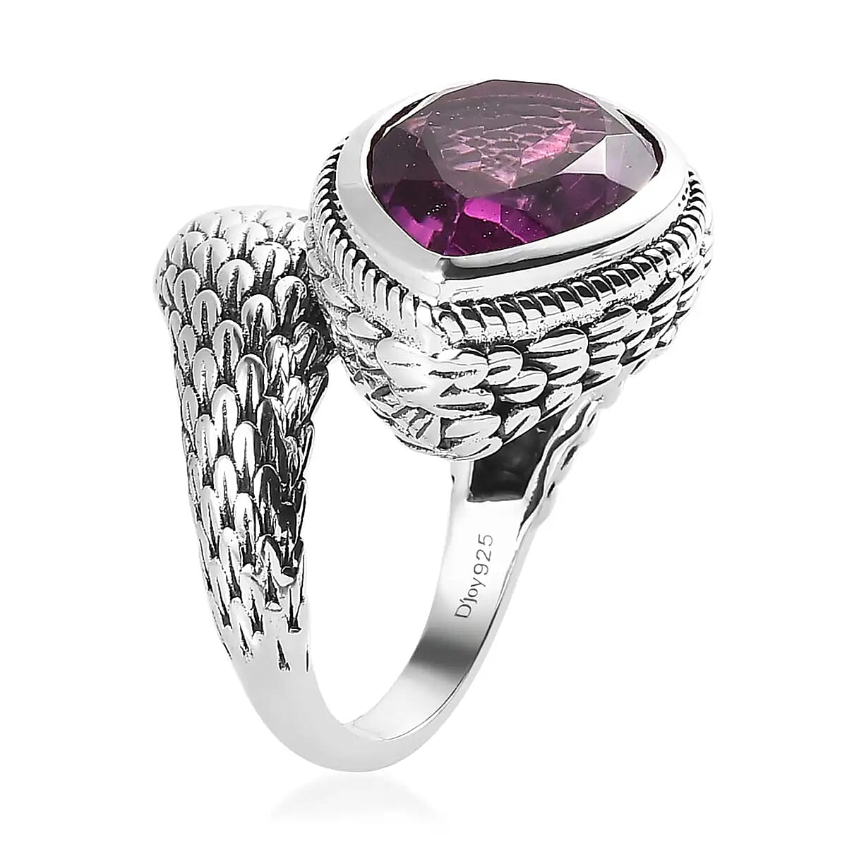 Artisan Crafted Radiant Orchid Quartz (Triplet) Bypass Ring in Sterling Silver (Size 7.0) 8.50 ctw image number 5