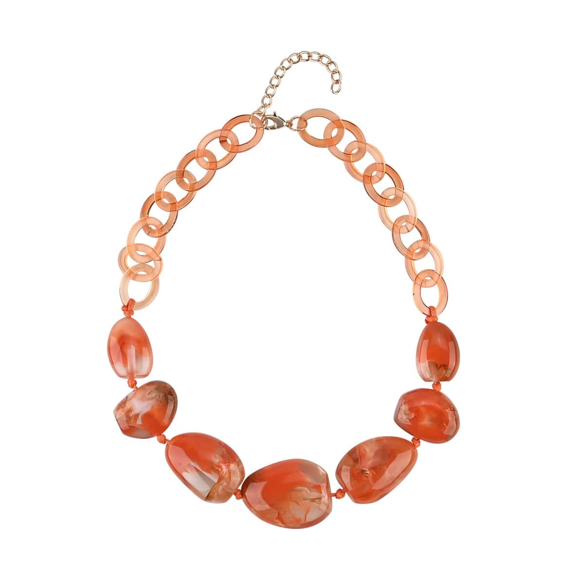 Orange Color Resin Necklace 20.5-22 Inches in Goldtone image number 0