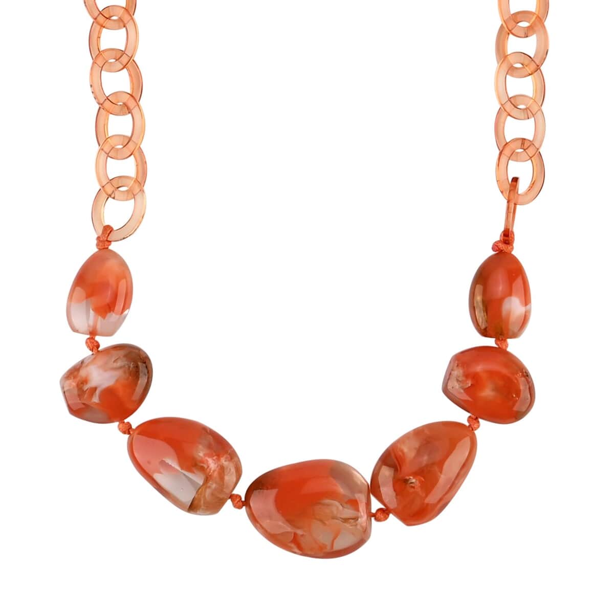 Orange Color Resin Necklace 20.5-22 Inches in Goldtone image number 2