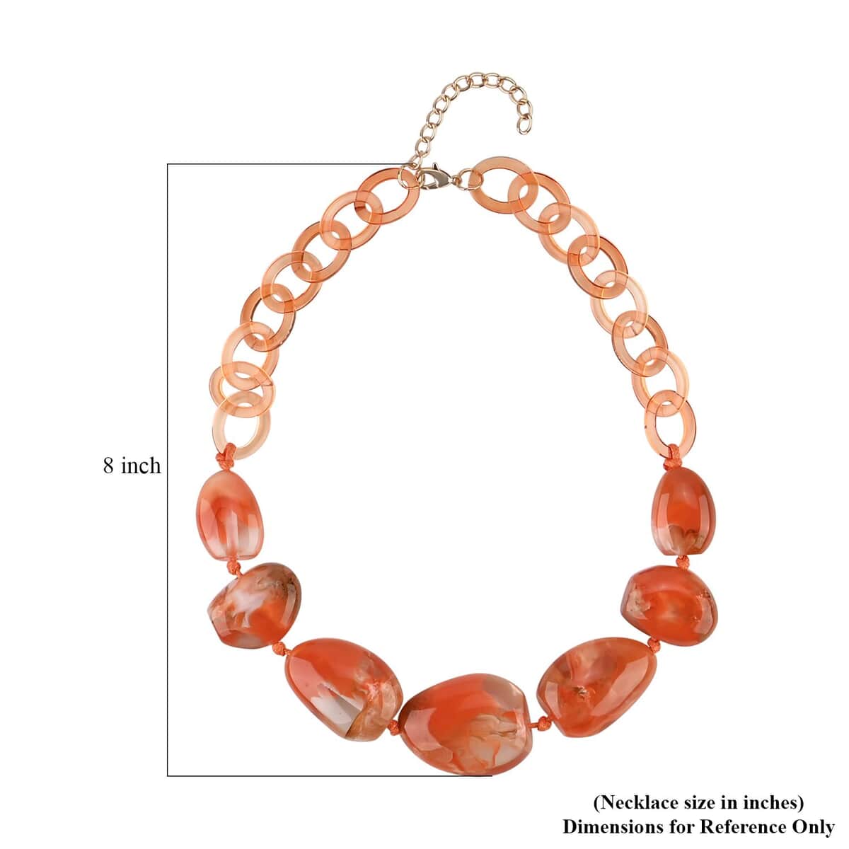 Orange Color Resin Necklace 20.5-22 Inches in Goldtone image number 4