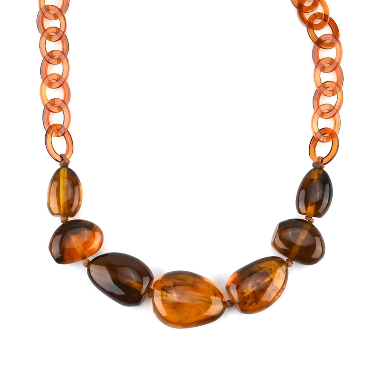 Brown Color Resin Necklace 20.5-22 Inches in Goldtone image number 0