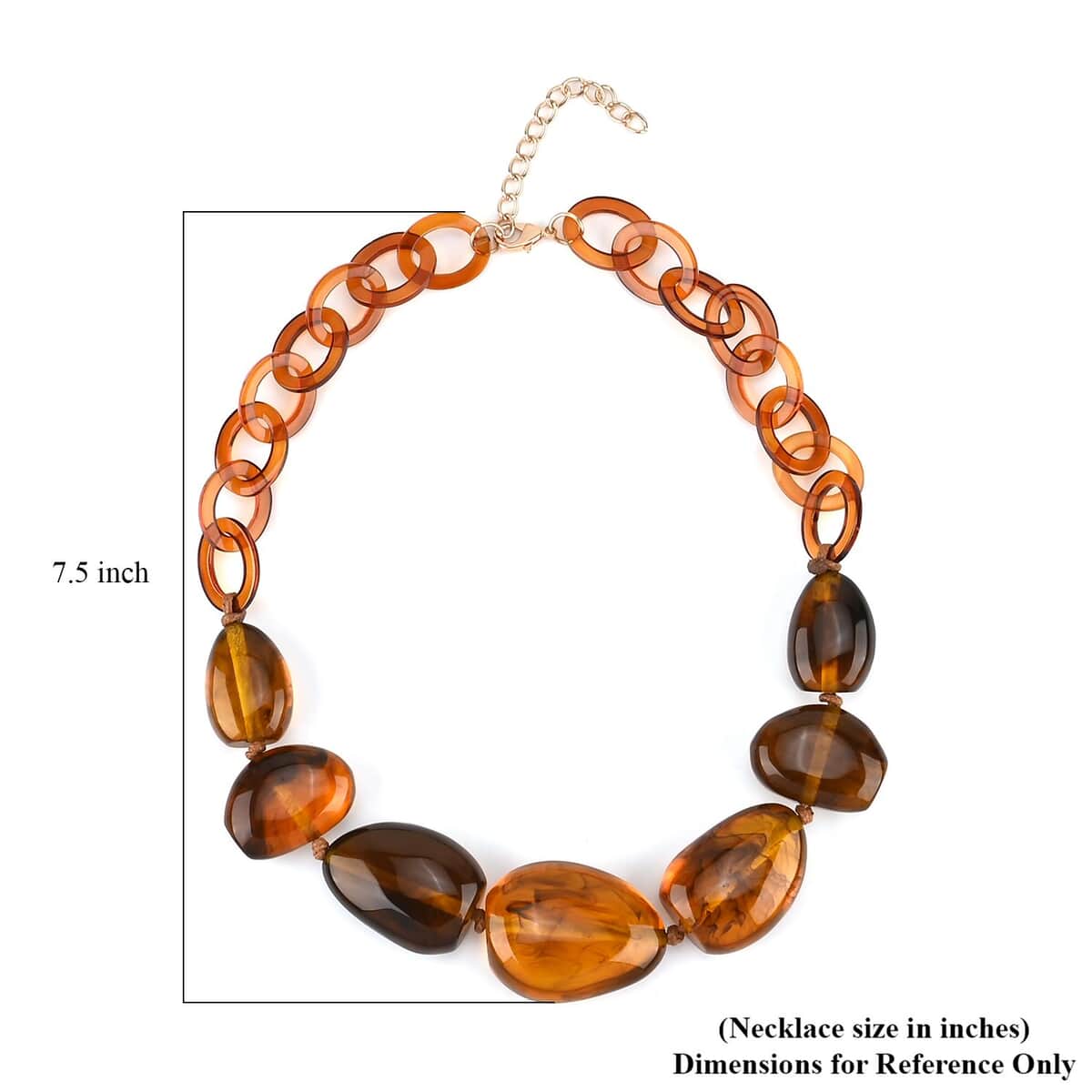 Brown Color Resin Necklace 20.5-22 Inches in Goldtone image number 4