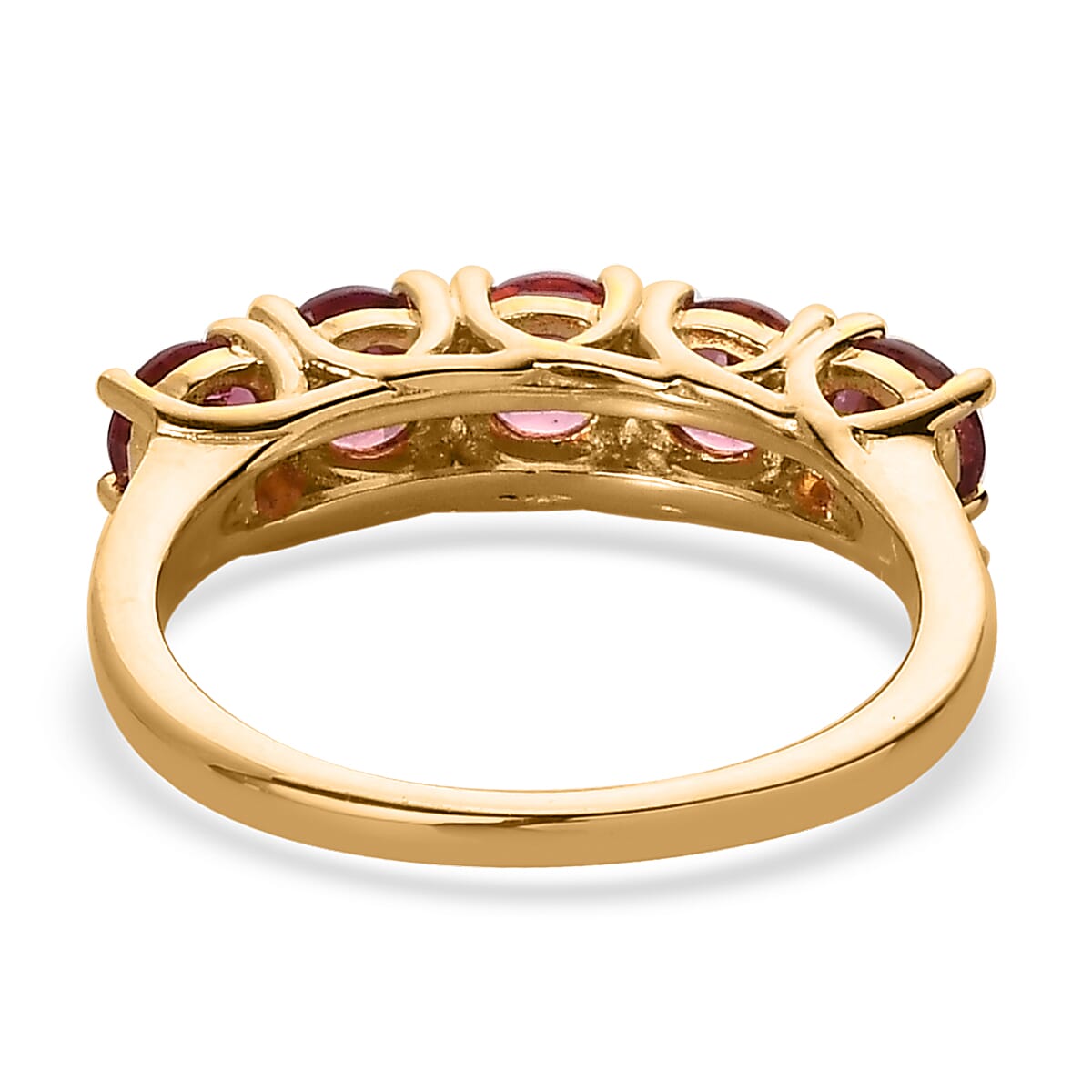 Premium Ouro Fino Rubellite 5 Stone Ring in Vermeil YG Over Sterling Silver (Size 10.0) 1.25 ctw image number 4