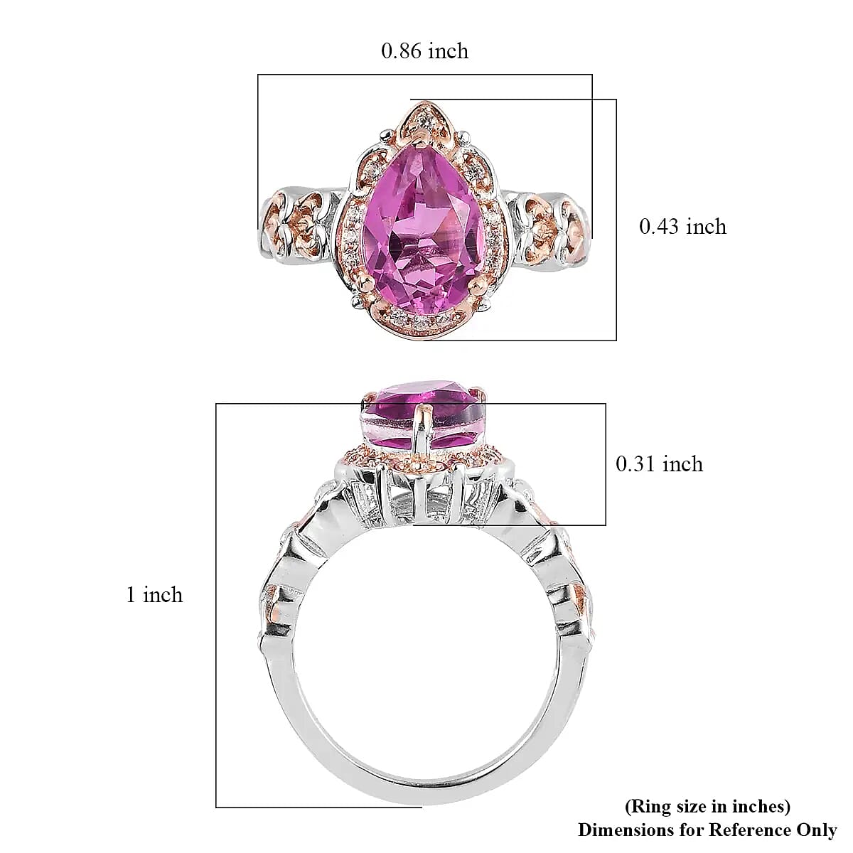 Radiant Orchid Quartz (Triplet) and White Zircon Ring in Vermeil RG and Platinum Over Sterling Silver (Size 8.0) 2.35 ctw image number 6