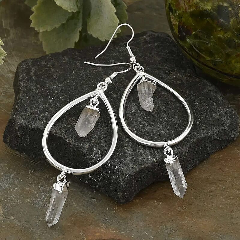 Crystal 27.50 ctw Drop Earrings in Silvertone