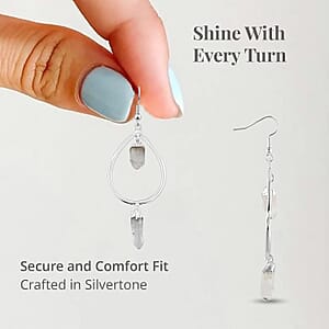 Crystal 27.50 ctw Drop Earrings in Silvertone