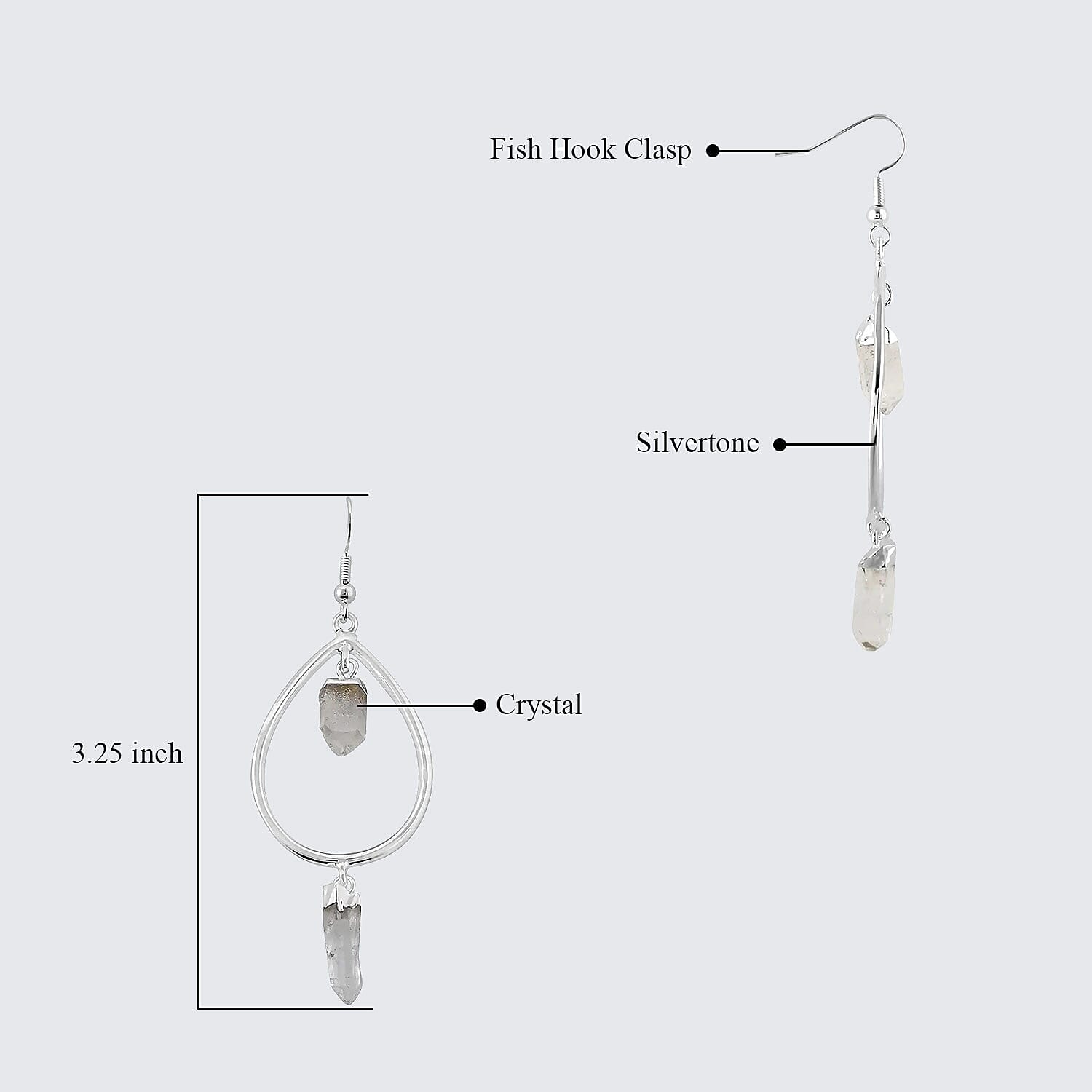 Crystal 27.50 ctw Drop Earrings in Silvertone