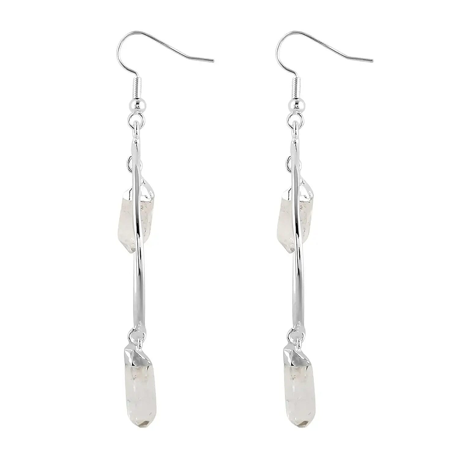 Crystal 27.50 ctw Drop Earrings in Silvertone