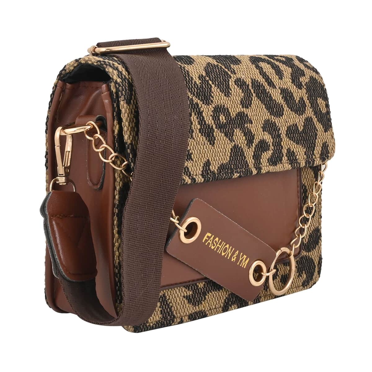 Buy Brown Leopard Pattern Faux Leather Crossbody Bag at ShopLC.