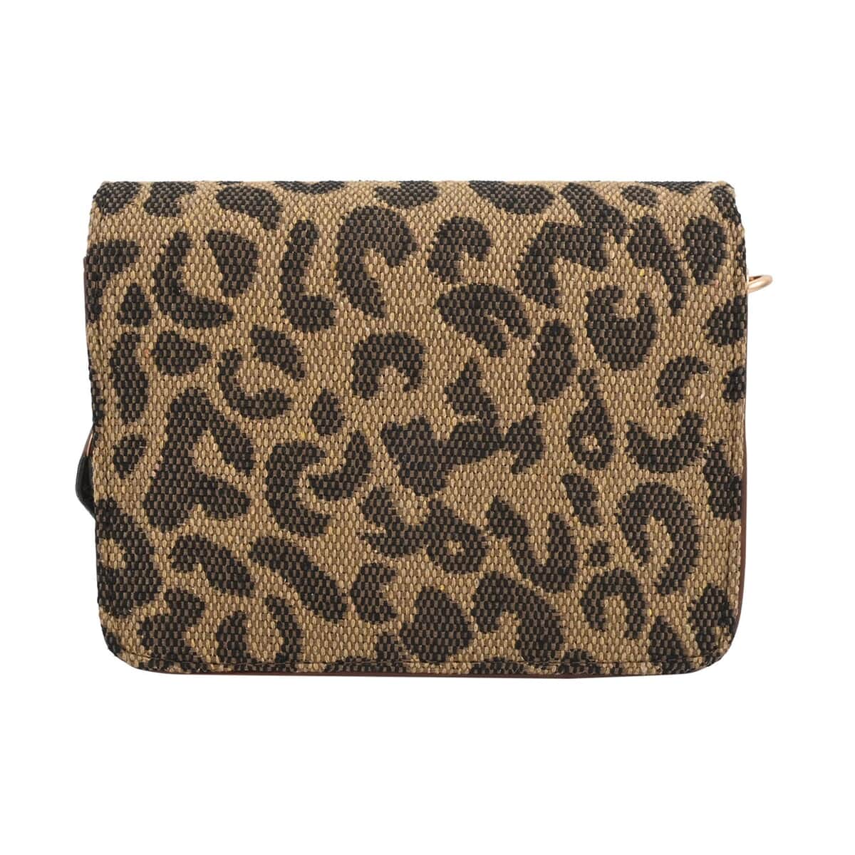 Brown Leopard Pattern Faux Leather Crossbody Bag (7.67"x6.3"x2.36") image number 3