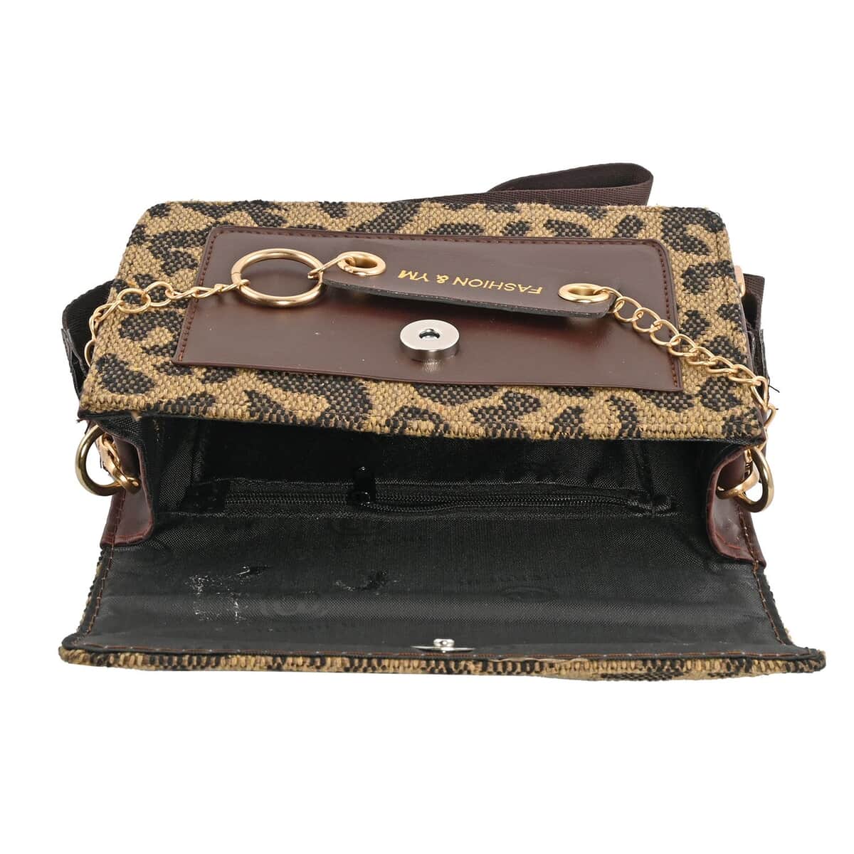 Black Leopard Pattern Faux Leather Crossbody Bag , Shop LC