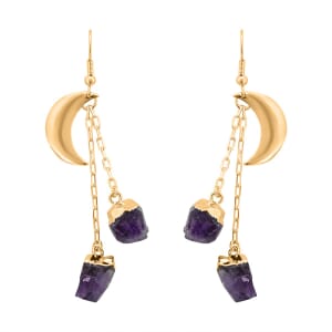 Made in Brazil Amethyst Point Moon Earrings in Goldtone 28.50 ctw