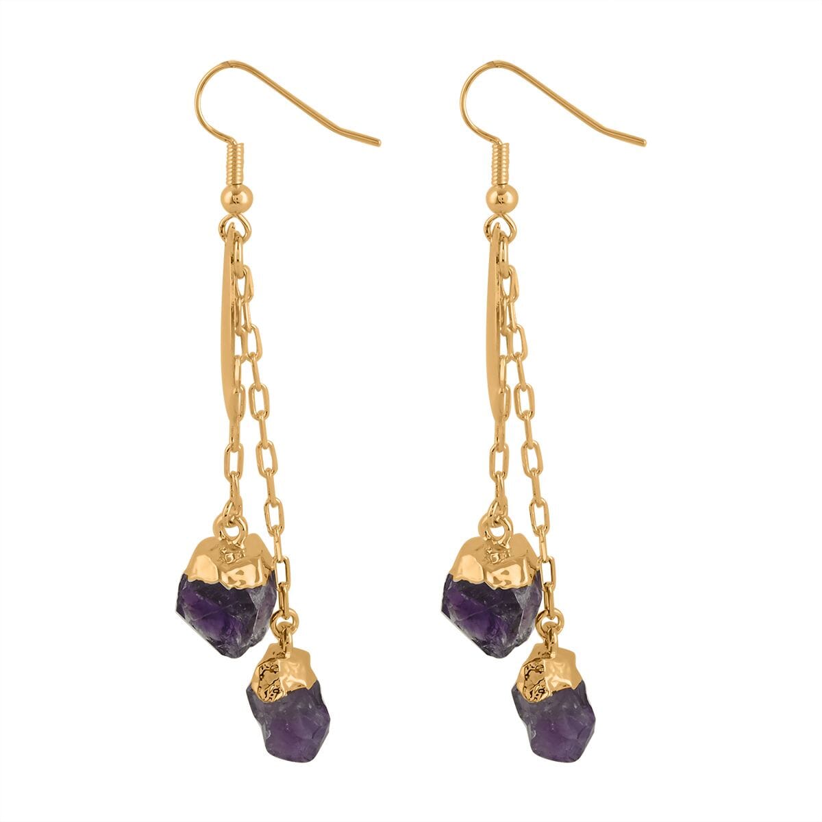 Made in Brazil Amethyst Point Moon Earrings in Goldtone 28.50 ctw image number 3