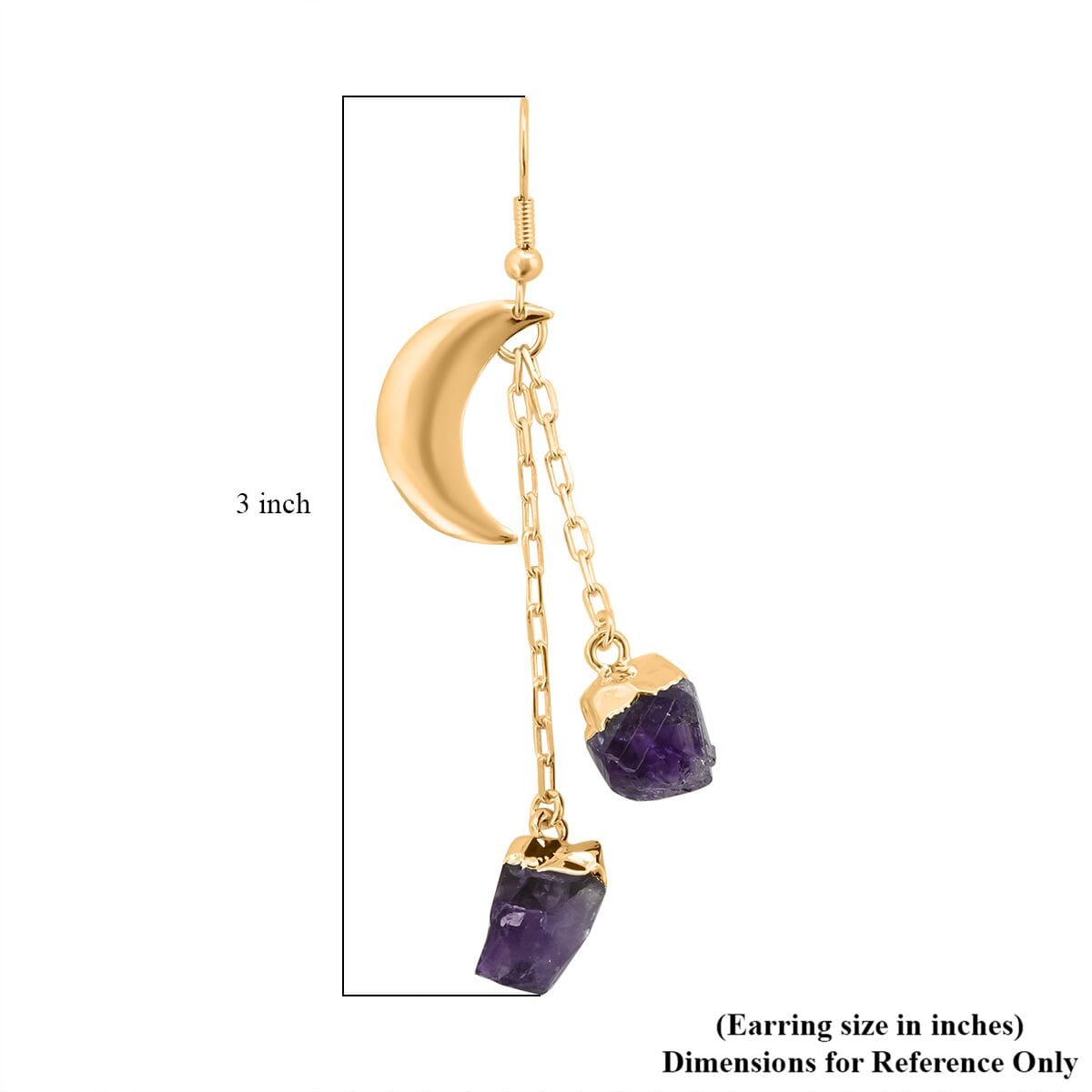 Made in Brazil Amethyst Point Moon Earrings in Goldtone 28.50 ctw image number 4