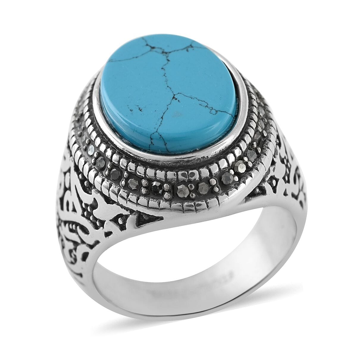 Howlite Men's Ring in Stainless Steel 7.50 ctw image number 0