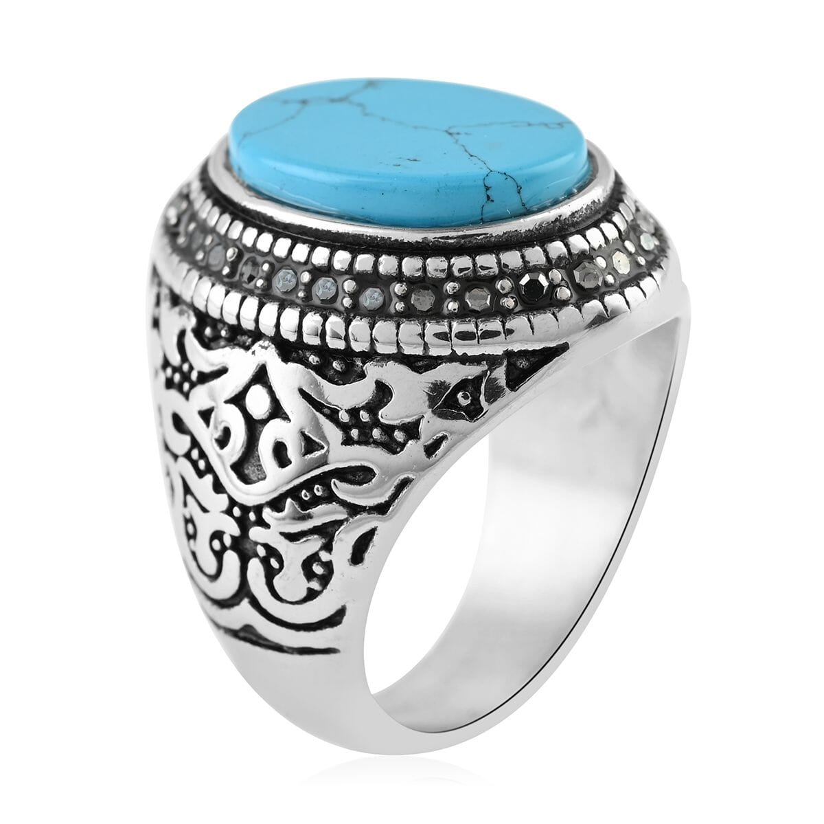 Howlite Men's Ring in Stainless Steel 7.50 ctw image number 3