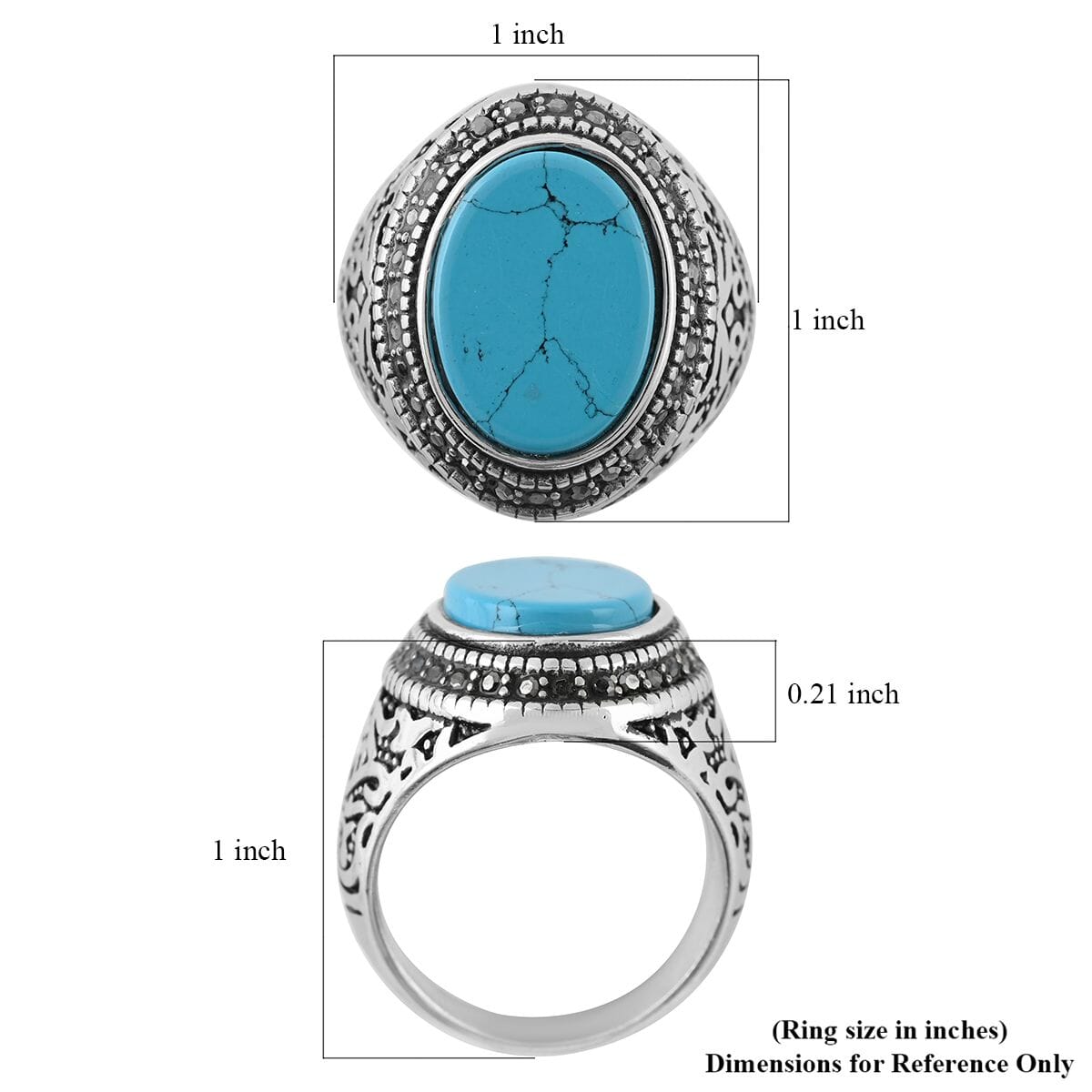 Howlite Men's Ring in Stainless Steel 7.50 ctw image number 4