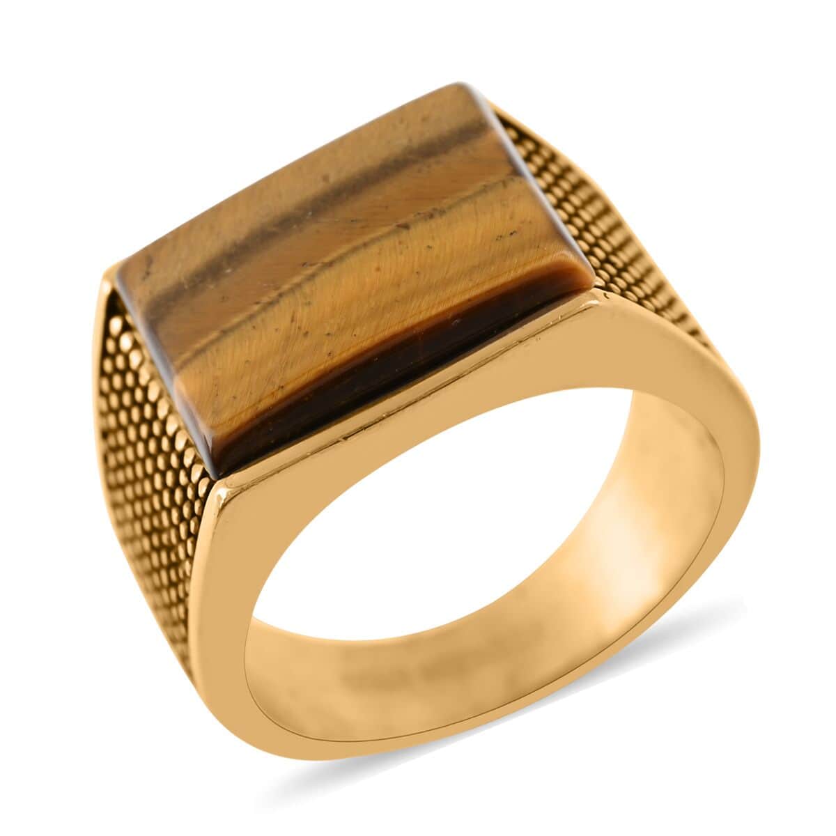 Tiger's Eye Men's Ring in ION Plated YG Stainless Steel (Size 10.0) 7.50 ctw image number 0