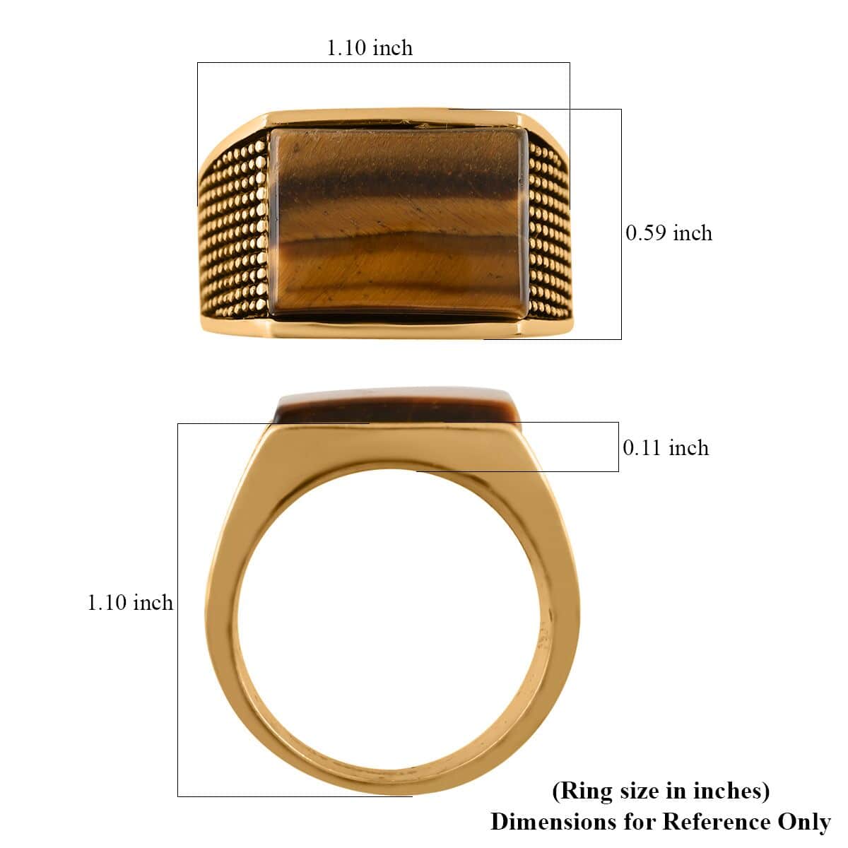 Tiger's Eye Men's Ring in ION Plated YG Stainless Steel (Size 10.0) 7.50 ctw image number 4