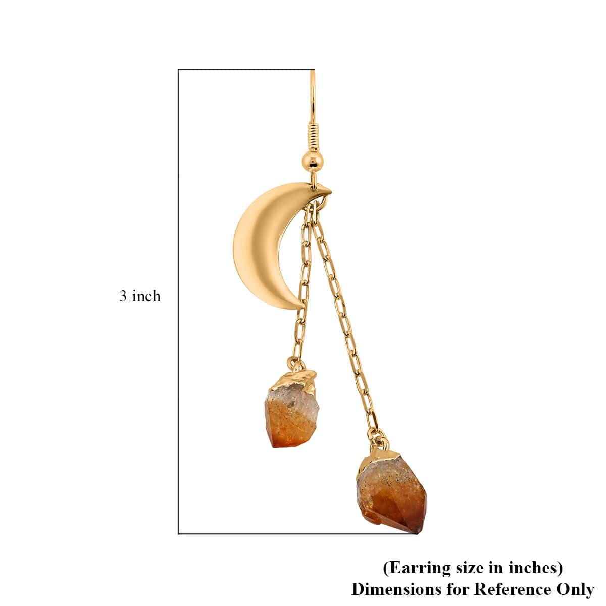 Made in Brazil Citrine Point Moon Earrings in Goldtone 27.00 ctw image number 4