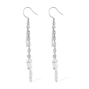 Made in Brazil Crystal Point Moon Earrings in Silvertone 11.00 ctw