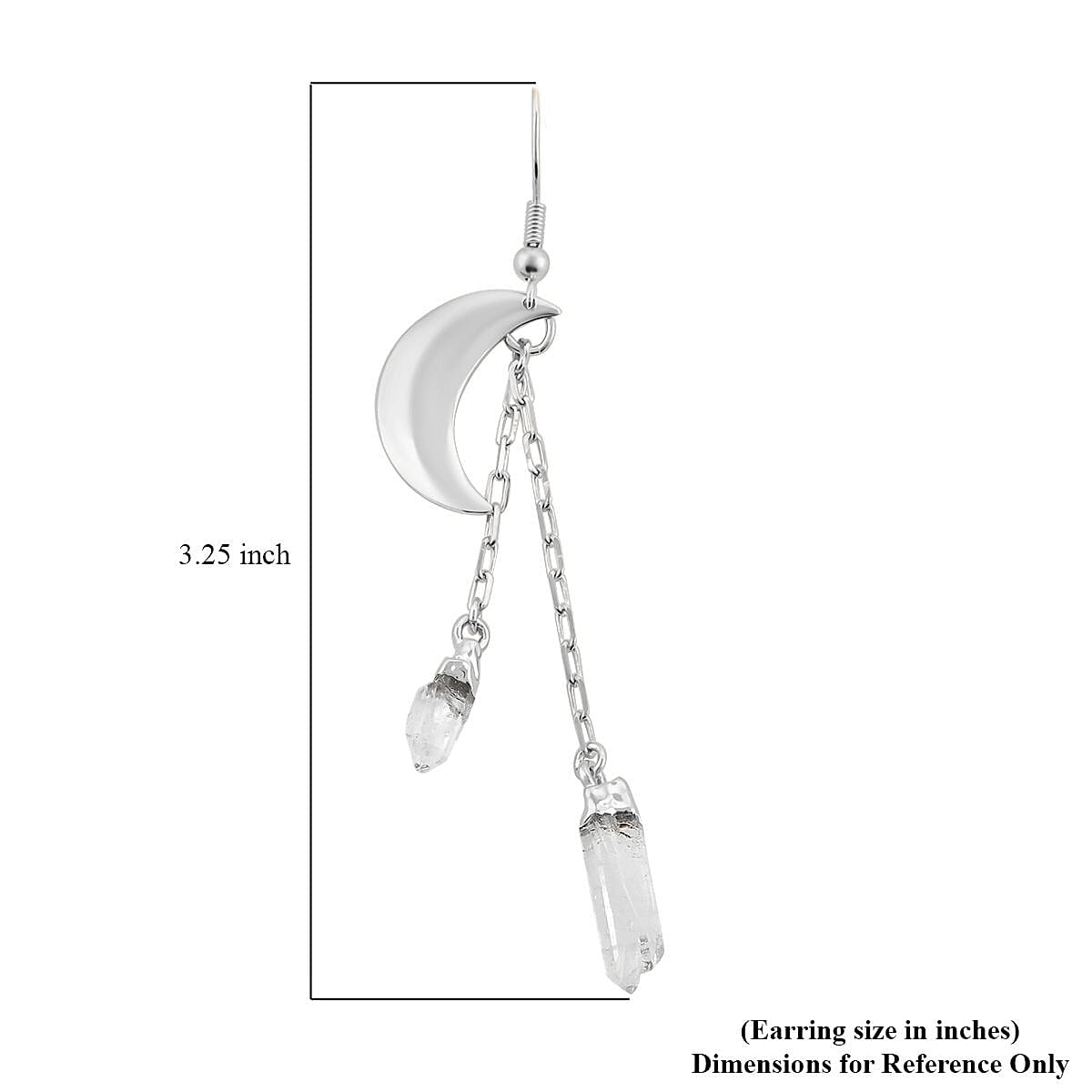 Made in Brazil Crystal Point Moon Earrings in Silvertone 11.00 ctw