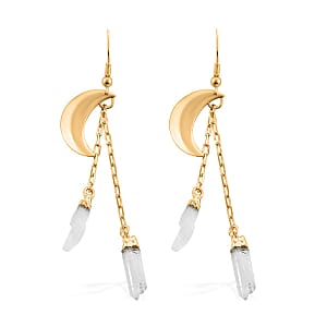 Made in Brazil Crystal Point Moon Earrings in Goldtone 14.00 ctw