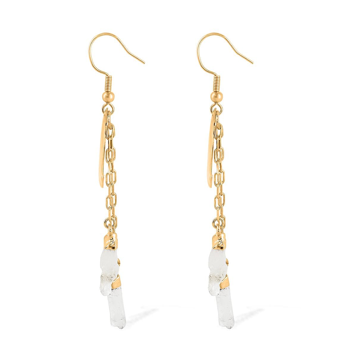 Made in Brazil Crystal Point Moon Earrings in Goldtone 14.00 ctw image number 3