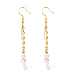 Made in Brazil Crystal Point Moon Earrings in Goldtone 14.00 ctw