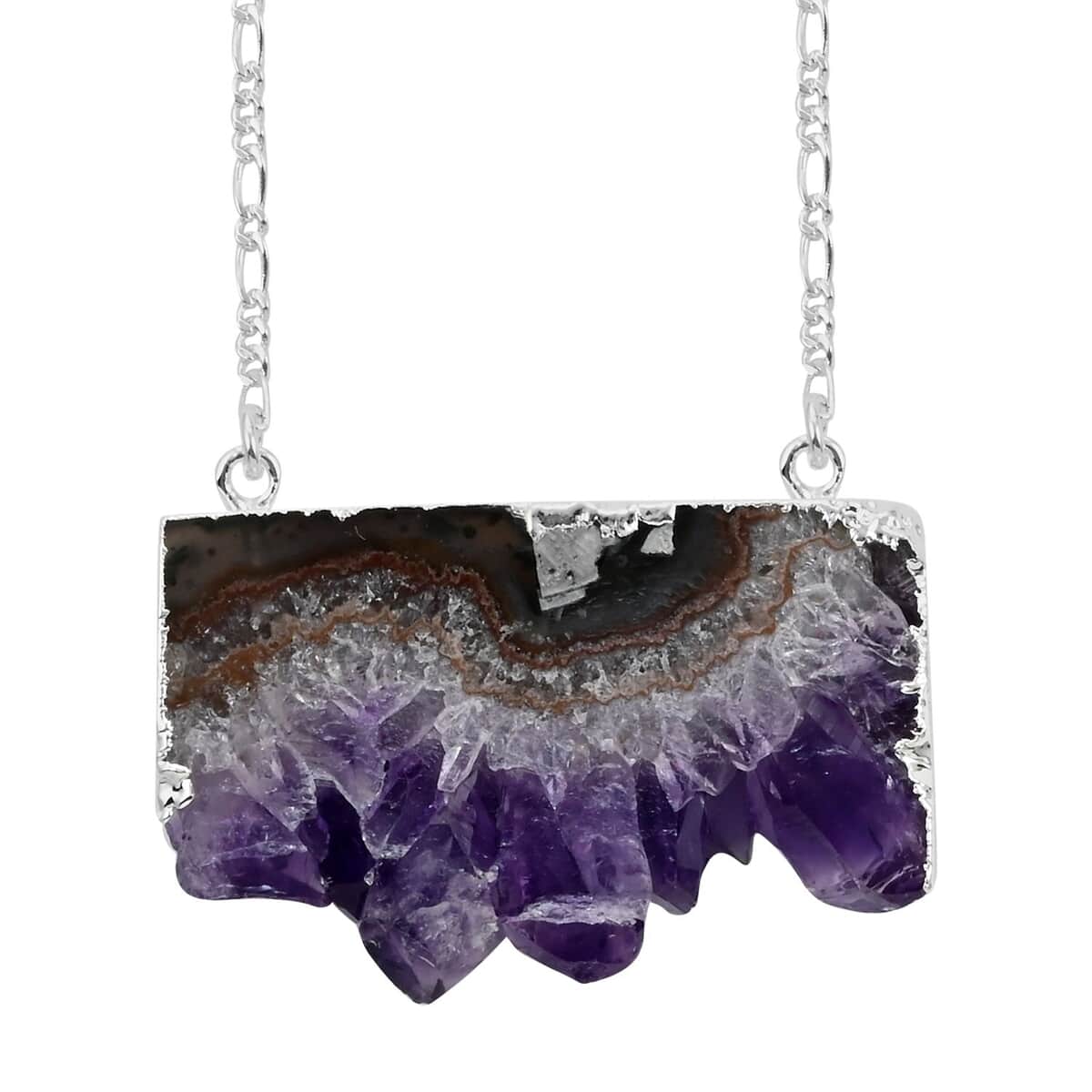 Amethyst Comb Necklace 34-36 Inches in Silvertone 60.50 ctw image number 0