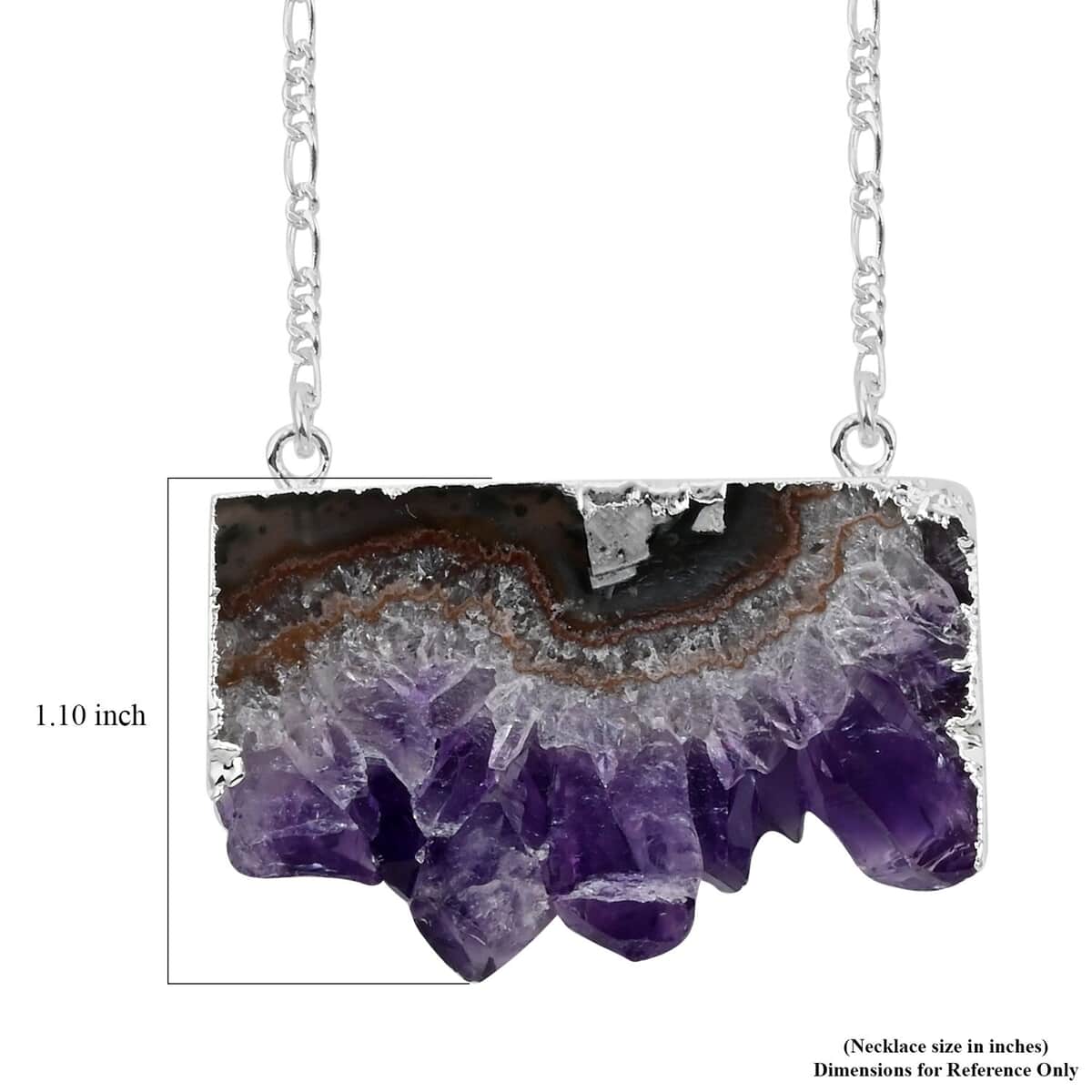 Amethyst Comb Necklace 34-36 Inches in Silvertone 60.50 ctw image number 5