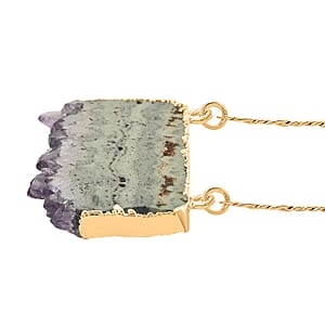 Amethyst Comb Necklace 34-36 Inches in Goldtone 44.50 ctw