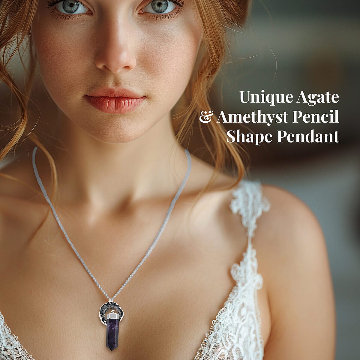 Made in Brazil Terminated Dark Amethyst and Agate Occo 81.00 ctw Necklace in Silvertone 18 Inches image number 2